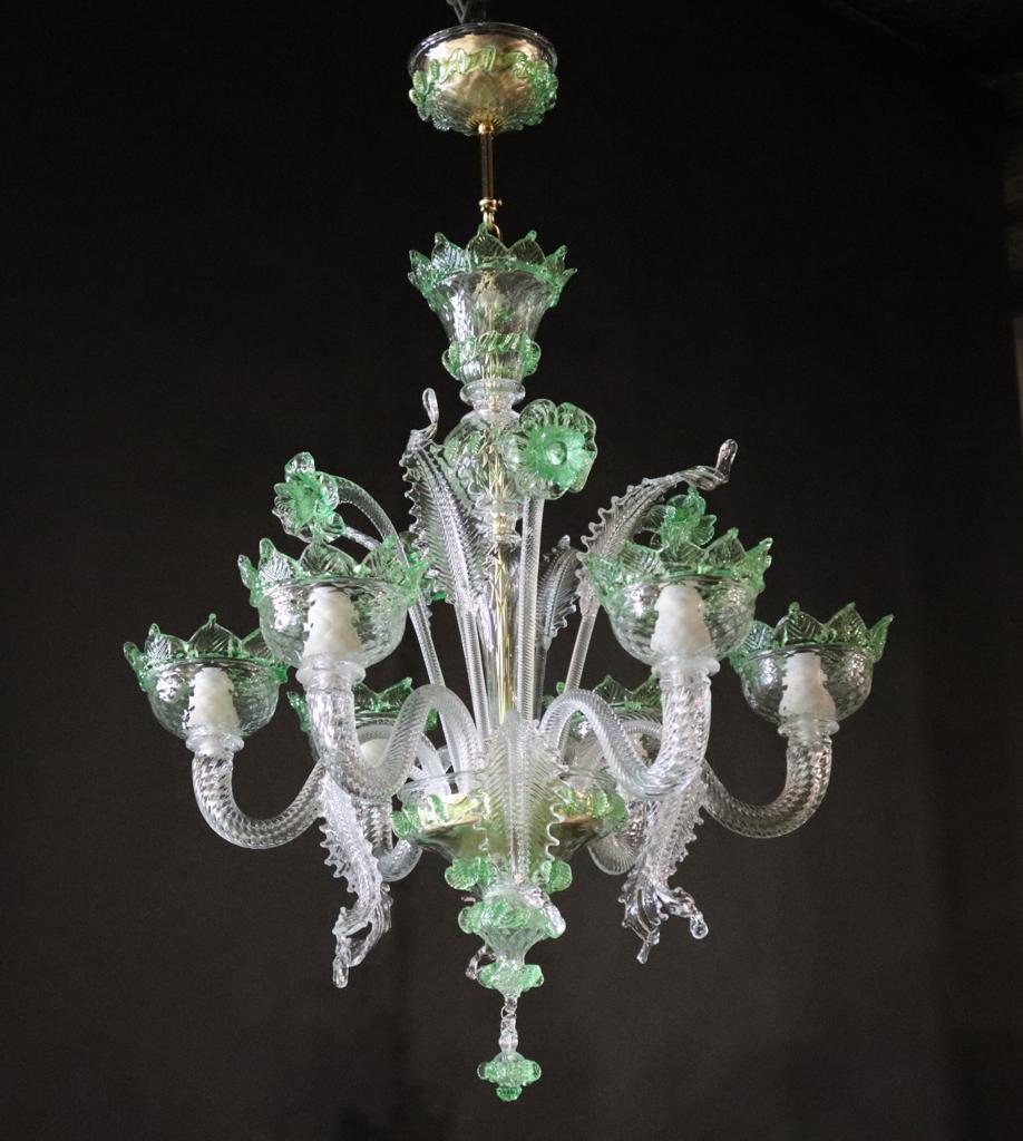 Murano-glass chandelier, green