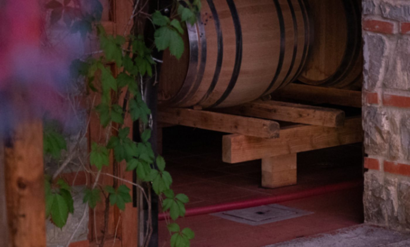 Wine barrels at Castello dei Rampolla in Chianti